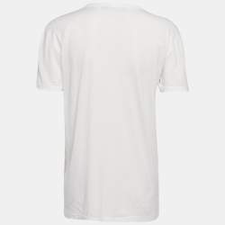 Pre Owned Dolce & Gabbana White Logo Print Jersey Crew Neck T-Shirt S