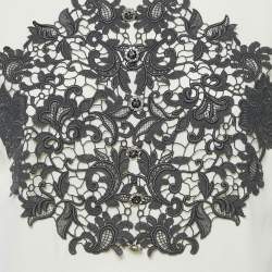 Pre Owned Dolce & Gabbana Cream Lace Trim Silk Sleeveless Blouse M