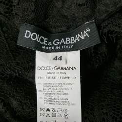 Pre Owned Dolce & Gabbana Black Floral Lace Ruffled Blouse M