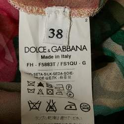 Pre Owned Dolce & Gabbana Pink Floral Print Silk Sheer Blouse S