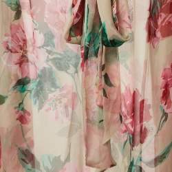 Pre Owned Dolce & Gabbana Pink Floral Print Silk Sheer Blouse S