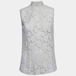 Dolce & Gabbana Cream Lace Sleeveless Top S