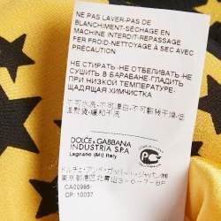 Pre Owned Dolce & Gabbana Black/Yellow Stars Print Silk Midi Dress M