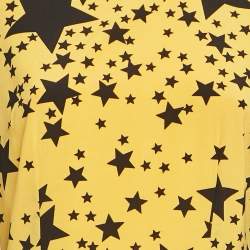 Pre Owned Dolce & Gabbana Black/Yellow Stars Print Silk Midi Dress M