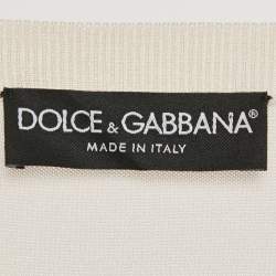 Pre Owned Dolce & Gabbana Red/ Ivory Floral Print Silk and Knit Blouse M