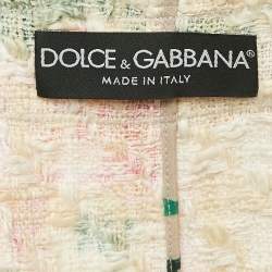 Pre Owned Dolce & Gabbana Floral Print Tweed Button Front Jacket XS