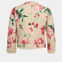 Pre Owned Dolce & Gabbana Floral Print Tweed Button Front Jacket XS
