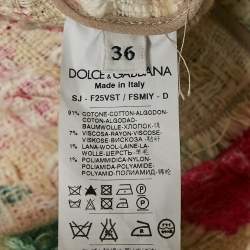Pre Owned Dolce & Gabbana Floral Print Tweed Button Front Jacket XS