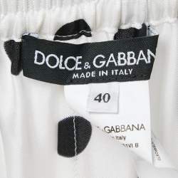 Pre Owned Dolce & Gabbana White/Black Polka Dots Print Silk Pajama Pants S