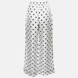 Pre Owned Dolce & Gabbana White/Black Polka Dots Print Silk Pajama Pants S
