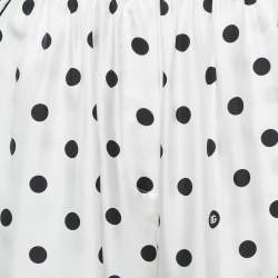 Pre Owned Dolce & Gabbana White/Black Polka Dots Print Silk Pajama Pants S