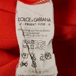 Pre Owned Dolce & Gabbana Orange Jersey Asymmetric Hem T-Shirt L