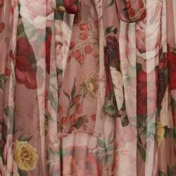 مملوكة مسبقًا Dolce & Gabbana Multicolor Floral Print Silk Neck-Tie Blouse L