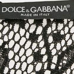 Pre Owned Dolce & Gabbana Black Lace V-Neck Sheer Top S