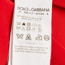 Pre Owned Dolce & Gabbana Red Rhinestone Embellished Silk Top M