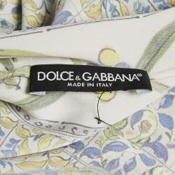 Pre Owned Dolce & Gabbana Multicolor Majolica Print Silk Long Sleeve Top M
