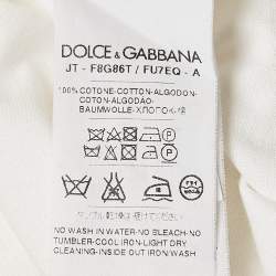 Pre Owned Dolce & Gabbana White Cotton Lace Detail Crew Neck T-Shirt L