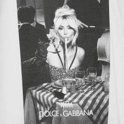 Pre Owned Dolce & Gabbana x KIM White "Ciao Kim" Cotton Crew Neck T-Shirt L