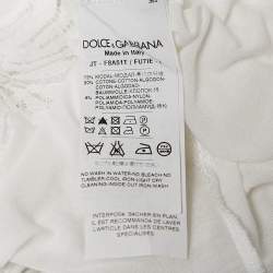 Pre Owned Dolce & Gabbana White Modal & Lace Trim Crew Neck Top M