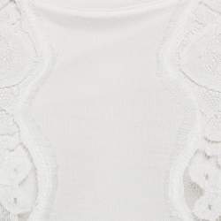 Pre Owned Dolce & Gabbana White Modal & Lace Trim Crew Neck Top M