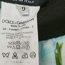 Pre Owned Dolce & Gabbana Multicolor Sicilian Postcard Print Poplin Midi Skirt S