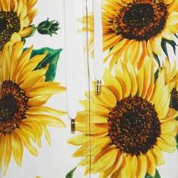 Dolce & Gabbana Yellow Sunflower Print Cotton Knit Zip-UP Hoodie XS