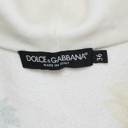 Dolce & Gabbana Yellow Sunflower Print Cotton Knit Zip-UP Hoodie XS