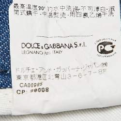 Pre Owned Dolce & Gabbana Blue Denim Raw Edge Culottes Jeans S Waist 30"
