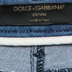 Pre Owned Dolce & Gabbana Blue Denim Raw Edge Culottes Jeans S Waist 30"