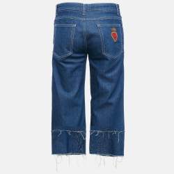 Pre Owned Dolce & Gabbana Blue Denim Raw Edge Culottes Jeans S Waist 30"