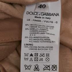 Dolce & Gabbana Beige Leather Trim Lace Blouson Jacket S