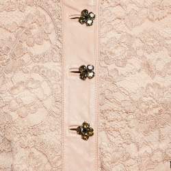Dolce & Gabbana Beige Leather Trim Lace Blouson Jacket S