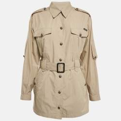 Dolce & Gabbana Khaki Cotton Belted Safari Coat M