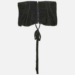 Pre Owned Dolce & Gabbana Black Tulle Lace-Up Corset Top M