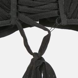 Pre Owned Dolce & Gabbana Black Tulle Lace-Up Corset Top M