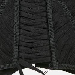 Pre Owned Dolce & Gabbana Black Tulle Lace-Up Corset Top M