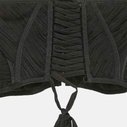 Pre Owned Dolce & Gabbana Black Tulle Lace-Up Corset Top M