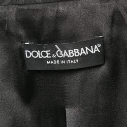 Pre Owned Dolce & Gabbana Black Floral Jacquard Velvet Trim Blazer M