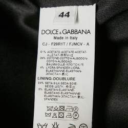 Pre Owned Dolce & Gabbana Black Floral Jacquard Velvet Trim Blazer M