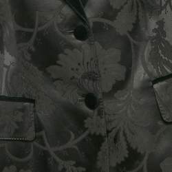 Pre Owned Dolce & Gabbana Black Floral Jacquard Velvet Trim Blazer M