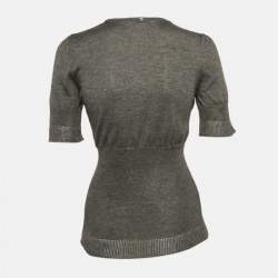Dolce & Gabbana Grey Stretch Knit Short Sleeve Jumper S