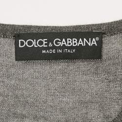 Dolce & Gabbana Grey Stretch Knit Short Sleeve Jumper S