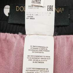 Pre Owned Dolce & Gabbana Burgundy Floral Print Silk Wide-Leg Trousers XL