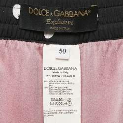 Pre Owned Dolce & Gabbana Burgundy Floral Print Silk Wide-Leg Trousers XL