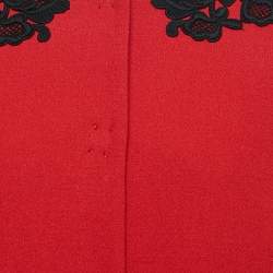 Pre Owned Dolce & Gabbana Red Wool Blend Lace Work Jacket S