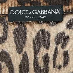 Pre Owned Dolce & Gabbana Brown Leopard Pattern cashmere Buttoned Cardigan S