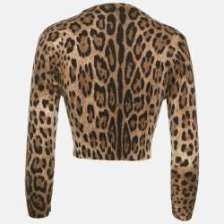 Pre Owned Dolce & Gabbana Brown Leopard Pattern cashmere Buttoned Cardigan S