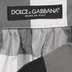 Dolce & Gabbana Black/White Checked Cotton Flounce Maxi Skirt L