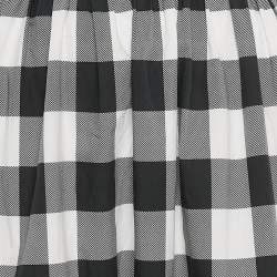 Dolce & Gabbana Black/White Checked Cotton Flounce Maxi Skirt L
