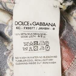 Pre Owned Dolce & Gabbana Multicolor Printed Silk Knit Buttoned Cardigan M